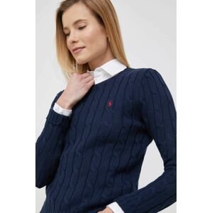 Bavlnený sveter Polo Ralph Lauren tmavomodrá farba