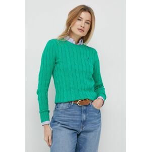 Bavlnený sveter Polo Ralph Lauren zelená farba