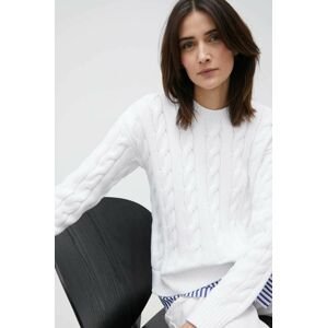 Bavlnený sveter Lauren Ralph Lauren dámsky, biela farba