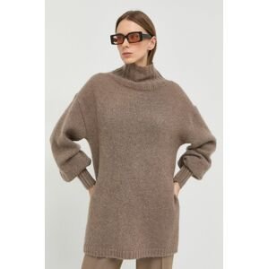 Vlnený sveter By Malene Birger Comine dámsky, hnedá farba, s rolákom