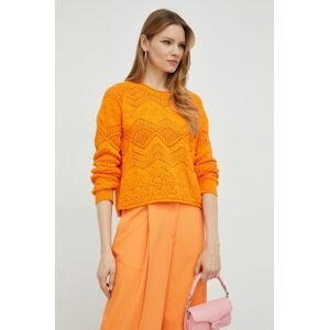 Bavlnený sveter Twinset oranžová farba