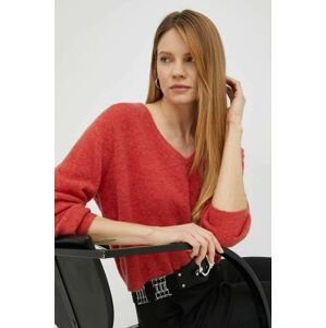 Vlnený sveter American Vintage dámsky, červená farba, tenký