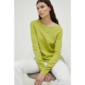 Bavlnený sveter Marc O'Polo zelená farba, tenký