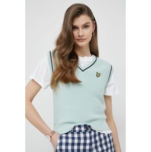 Bavlnená vesta Lyle & Scott zelená farba, tenký