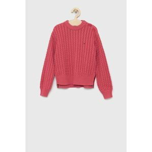 Detský bavlnený sveter Tommy Hilfiger ružová farba, teplý