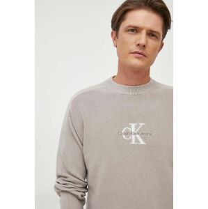 Bavlnený sveter Calvin Klein Jeans čierna farba, tenký