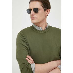 Bavlnený sveter Sisley zelená farba, tenký