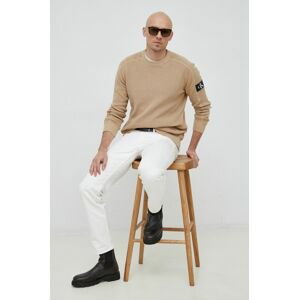 Bavlnený sveter Calvin Klein Jeans hnedá farba