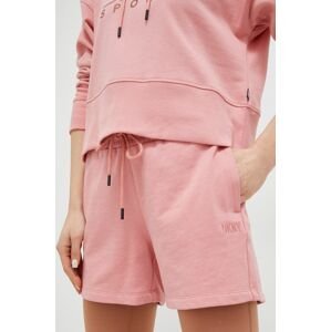 Bavlnené šortky Dkny ružová farba, jednofarebné, vysoký pás