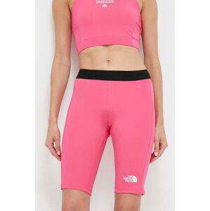 Športové krátke nohavice The North Face Mountain Athletics dámske, ružová farba, jednofarebné, stredne vysoký pás