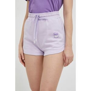 Bavlnené šortky Pinko fialová farba, s potlačou, vysoký pás