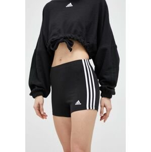 Šortky adidas dámske, čierna farba, vzorované, vysoký pás