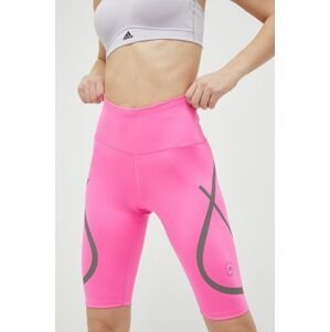 Bežecké šortky adidas by Stella McCartney ružová farba, s potlačou, vysoký pás