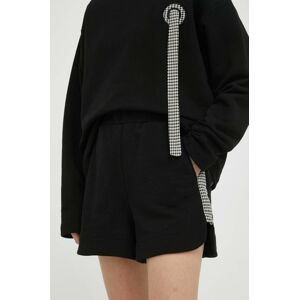 Bavlnené šortky MMC STUDIO čierna farba, jednofarebné, vysoký pás