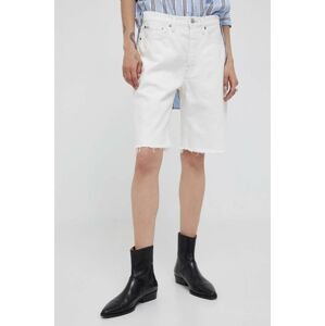Bavlnené šortky Polo Ralph Lauren biela farba, jednofarebné, vysoký pás