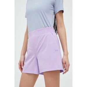 Turistické šortky Helly Hansen Thalia 2.0 fialová farba, jednofarebné, vysoký pás