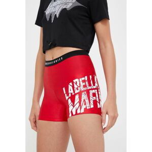 Tréningové šortky LaBellaMafia Hardcore Ladies červená farba, s potlačou, vysoký pás