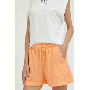 Bavlnené šortky GAP oranžová farba, jednofarebné, vysoký pás