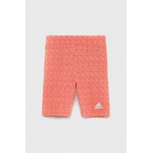Detské krátke nohavice adidas G BLUV2 BKRTIG oranžová farba, vzorované