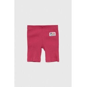 Detské krátke nohavice Fila ružová farba, s nášivkou