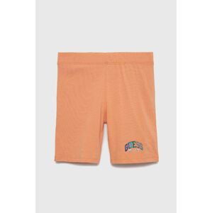Detské krátke nohavice Guess oranžová farba, jednofarebné