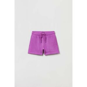 Detské bavlnené šortky OVS fialová farba, jednofarebné