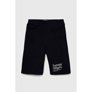 Detské krátke nohavice Tommy Hilfiger Čierna farba, jednofarebné