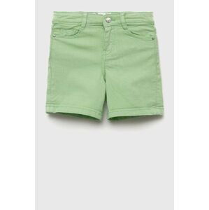Detské krátke nohavice zippy zelená farba, jednofarebné