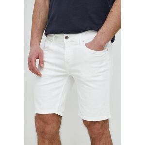 Rifľové krátke nohavice Guess pánske, biela farba