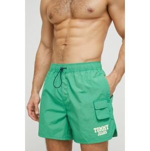 Plavkové šortky Tommy Jeans zelená farba