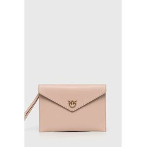 Kožená listová kabelka Pinko ružová farba