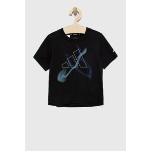 Detské tričko adidas B HIIT GFX čierna farba, s potlačou