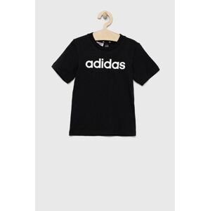 Detské bavlnené tričko adidas LK LIN CO čierna farba, vzorované