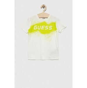 Detské tričko Guess biela farba, s potlačou