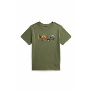Detské bavlnené tričko Polo Ralph Lauren zelená farba, s nášivkou