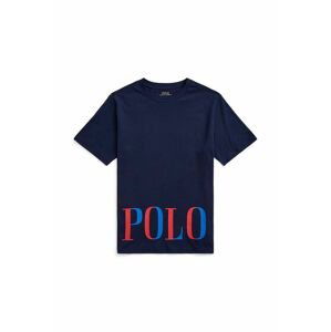 Detské bavlnené tričko Polo Ralph Lauren Tmavomodrá farba, s potlačou