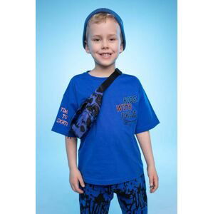 Detské bavlnené tričko Coccodrillo tmavomodrá farba, s potlačou