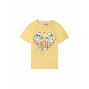 Detské bavlnené tričko Kenzo Kids žltá farba, s potlačou