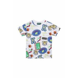 Detské bavlnené tričko Kenzo Kids biela farba, vzorovaný