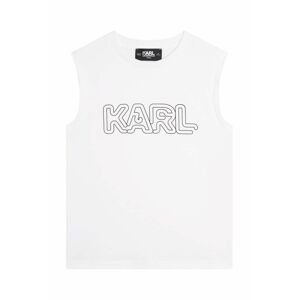 Detský bavlnený top Karl Lagerfeld biela farba, s potlačou