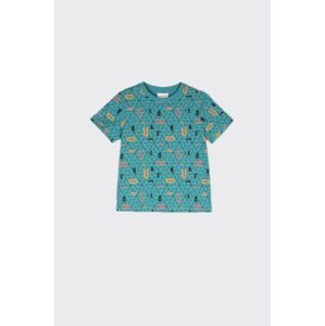 Detské bavlnené tričko Coccodrillo tyrkysová farba, vzorovaný