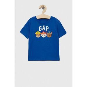Detské tričko GAP x Paw Patrol tmavomodrá farba, s potlačou