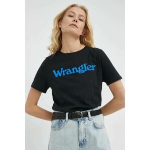 Bavlnené tričko Wrangler čierna farba,