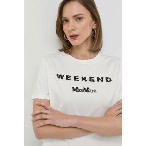 Bavlnené tričko Weekend Max Mara biela farba