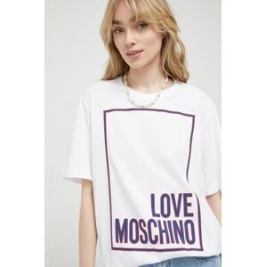 Bavlnené tričko Love Moschino biela farba