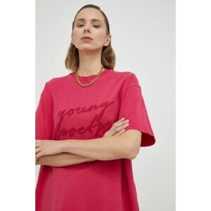 Bavlnené tričko Young Poets Society Signature Pria 224 ružová farba