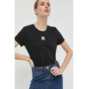 Bavlnené tričko Elisabetta Franchi čierna farba