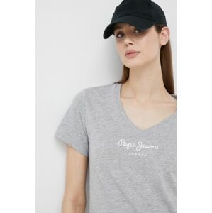 Tričko Pepe Jeans Wendy V Neck dámske, šedá farba