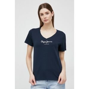 Bavlnené tričko Pepe Jeans Wendy V Neck tmavomodrá farba