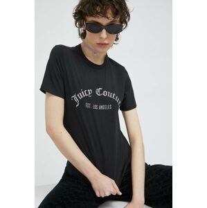 Bavlnené tričko Juicy Couture čierna farba